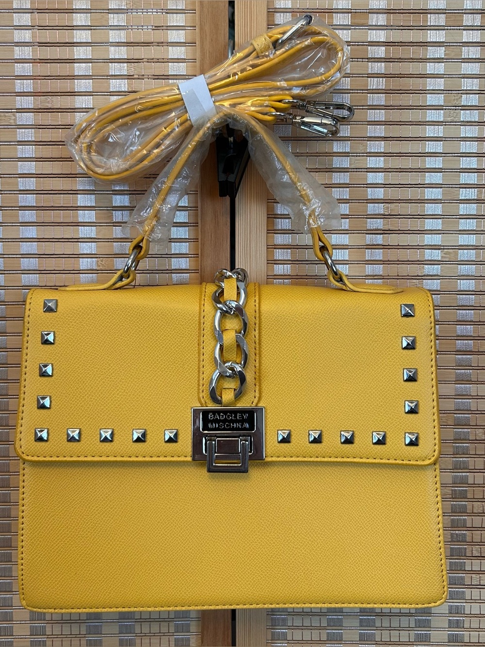 Badgley Mischka Studded Yellow  Crossbody Bag - NWT